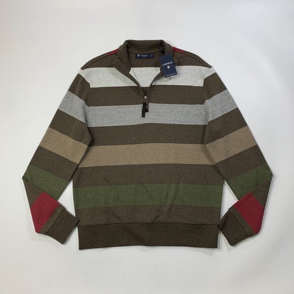 Cremieux Sweater Mens S Small Cotton Classics Striped 1/4 Zip Pullover Rugby - Picture 2 of 10
